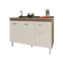 Ver imagem 4 de Balcão Armário Gabinete para Pia de Cozinha 118 Cm Aline 3 Portas e 1 Gaveta Savana Off White