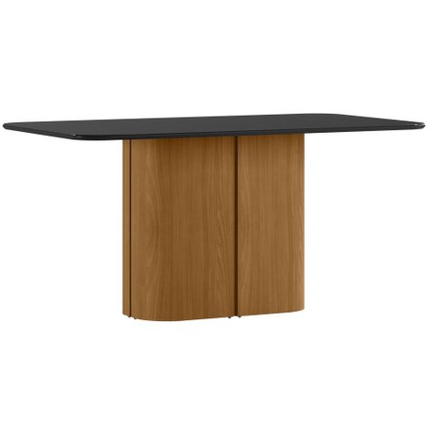 Mesa de Jantar Serena 160x90 cm com Vidro Cinamomo Preto - New Ceval