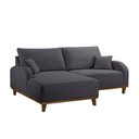 Ver imagem 2 de Sofá 2 Lugares com Chaise Lado Esquerdo 185cm em Veludo Mercúrio Cinza Grafite