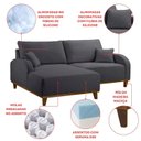 Ver imagem 7 de Sofá 2 Lugares com Chaise Lado Esquerdo 185cm em Veludo Mercúrio  