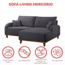 Ver imagem 6 de Sofá 2 Lugares com Chaise Lado Direito 185cm em Veludo Mercúrio Cinza Grafite