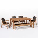 Ver imagem 2 de Conjunto 4 Cadeiras 1 Banco 1 Mesa 180cm - Varanda Coberta/Área Gourmet Traço Preto/Stain Jatobá/Corda