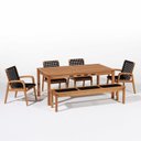 Ver imagem 2 de Conjunto 4 Cadeiras 1 Banco 1 Mesa 180cm - Varanda Coberta/Área Gourmet Traço Preto/Stain Jatobá/Cor