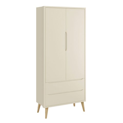 Guarda-Roupa Retrô 2 Portas Théo New Areia Fosco com Natural - Reller
