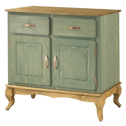 Balcão Buffet de Madeira com 2 Portas e 2 Gavetas Verde Oliva