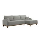 Ver imagem 2 de Sofá 3 Lugares com Chaise Lado Direito 250cm em Linho Mercúrio Cinza