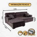 Ver imagem 7 de Sofá Orlando 2.20x1.50m com Chaise, Retrátil e Reclinável - Marrom
