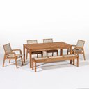 Ver imagem 2 de Conjunto 1 Banco 4 Cadeiras e 1 Mesa 180cm Traço Bege/Stain Jatobá/Corda Areia
