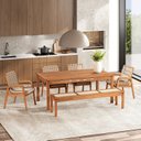 Ver imagem 1 de Conjunto 1 Banco 4 Cadeiras e 1 Mesa 180cm Traço Bege/Stain Jatobá/Corda Areia