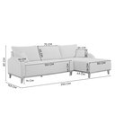 Ver imagem 3 de Sofá 3 Lugares com Chaise Lado Direito 250cm em Linho Mercúrio