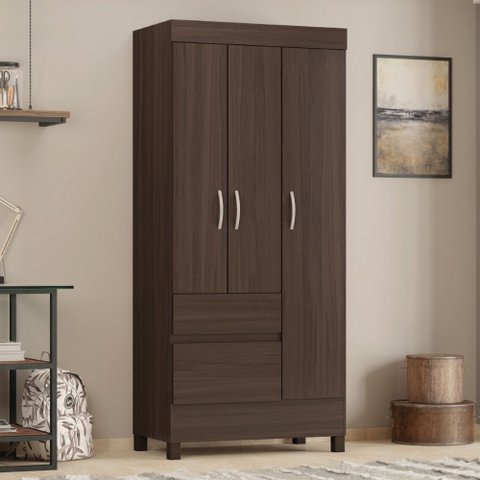 Guarda Roupa Roupeiro Wind 3 Portas 2 Gavetas Café Touch Demóbile