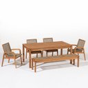 Ver imagem 2 de Conjunto para Sala de Jantar 1 Mesa 1 Banco e 4 Cadeiras Traço Marrom/Stain Jatobá/Corda Rami