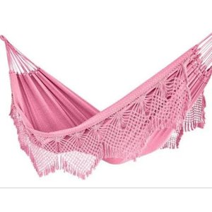 Rede de Descanso Dormir Casal Rosa Bebê Algodão 300kg Gigant