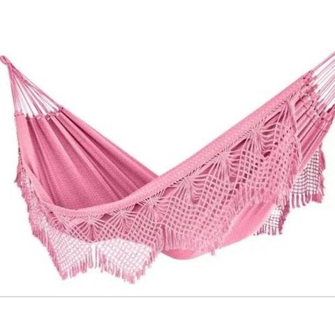 Rede de Descanso Dormir Casal Rosa Bebê Algodão 300kg Gigant