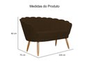 Ver imagem 2 de Kit Namoradeira + 1 Poltrona Decorativa Pétala Suede Marrom Pés Madeira Mz Decor