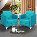 Ver imagem 1 de Kit 2 Poltrona Helena Decorativa Clinica e Recepção:azul Turquesa