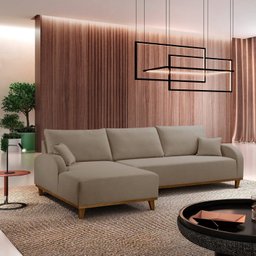 Sofá 3 Lugares com Chaise Lado Esquerdo 250cm em Linho Mercúrio - 1