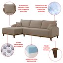 Ver mais imagens de Sofá 3 Lugares com Chaise Lado Esquerdo 250cm em Veludo Mercúrio Marrom
