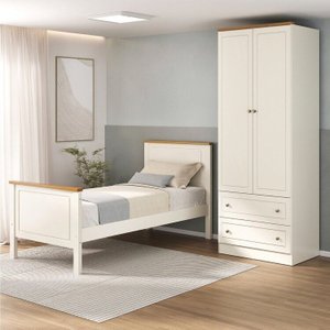 Conjunto Dormitório 1 Cama Solteiro 1 Guarda-roupa 2 Portas Ananda Cabecasa Madeiramadeira