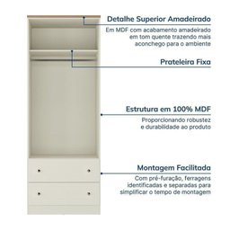 Conjunto Dormitório 1 Cama Solteiro 1 Guarda-roupa 2 Portas Ananda Cabecasa Madeiramadeira - 12