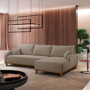 Sofá 3 Lugares com Chaise Lado Direito 250cm em Veludo Mercúrio  