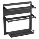 Ver imagem 3 de Porta Rolos de Cozinha Preto Papel Toalha Alumínio Condimentos Suporte Dispenser Parede Temperos