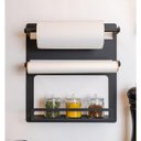 Ver imagem 2 de Porta Rolos de Cozinha Preto Papel Toalha Alumínio Condimentos Suporte Dispenser Parede Temperos
