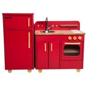 Cozinha Infantil Completa com Geladeira Vermelho Fabrink