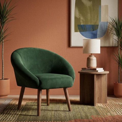 Poltrona Decorativa para Sala de Jantar Tecido Veludo Premium Estrutura Resistente Pés Palito