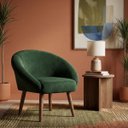 Ver imagem 1 de Poltrona Decorativa para Sala de Jantar Tecido Veludo Premium Estrutura Resistente Pés Palito