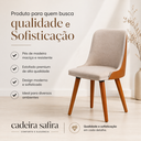 Ver imagem 2 de Kit 2 Cadeiras Safira Madeira e Linho Bege Courino Caramelo