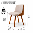 Ver imagem 6 de Kit 2 Cadeiras Safira Madeira e Linho Bege Courino Caramelo