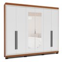 Ver imagem 2 de Guarda Roupa 6 Portas e 4 Gavetas com Espelho Valência Branco/Freijó