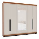 Ver imagem 2 de Guarda Roupa 6 Portas e 4 Gavetas com Espelho Valência Bege/Freijo/Creme