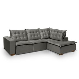 Sofá de Canto 5 Lugares Vitoria 270cm Retrátil e Reclinável com Tecido Veludo Nobre Sofatec - 2