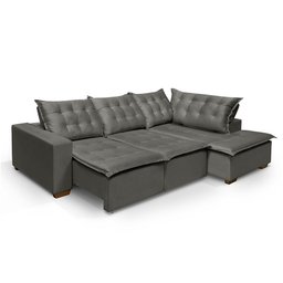 Sofá de Canto 5 Lugares Vitoria 270cm Retrátil e Reclinável com Tecido Veludo Nobre Sofatec - 4