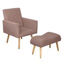Ver imagem 2 de Poltrona Decorativa Nina e Banqueta Josi Suede Rose - MV Estofados Shop