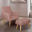 Ver imagem 1 de Poltrona Decorativa Nina e Banqueta Josi Suede Rose - MV Estofados Shop