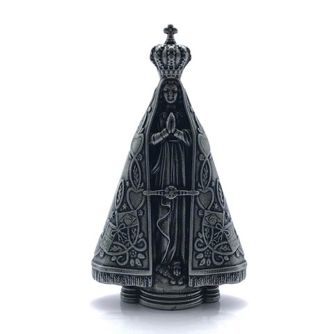 Adorno Imagem Nossa Senhora Aparecida Metal Prateado 9cm