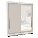 Ver imagem 2 de Guarda-Roupa 2 Portas de Correr e 2 Gavetas com Espelho Valência Bege/Branco/Creme