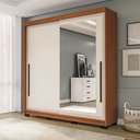 Ver imagem 1 de Guarda-Roupa 2 Portas de Correr 2 Gavetas com Espelho Valência Bege/Freijo/Creme