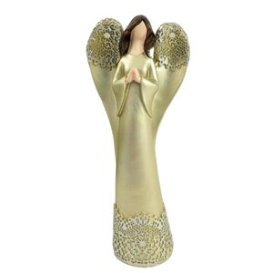 Anjo Dourado Rendado 21x9x6cm Estátua Decorativa