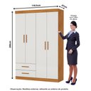 Ver imagem 4 de Guarda-Roupa Solteiro Turim 4 Portas 2 Gavetas Multimóveis CR35554 Cinamomo/Off White