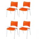 Ver imagem 1 de Cadeira Iso Base Branco Escola, Escritório Laranja Kit 4 Un