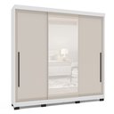 Ver imagem 2 de Guarda-Roupa 3 Portas de Correr 4 Gavetas com Espelho Valência Bege/Branco/Creme