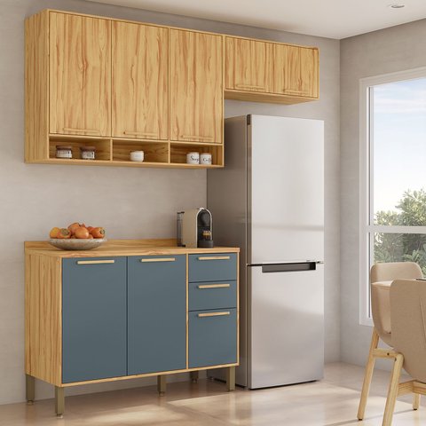 Cozinha Modulada Compacta 3 Peças 8 Portas MDF 200cm Malta Espresso Móveis Espresso Moveis