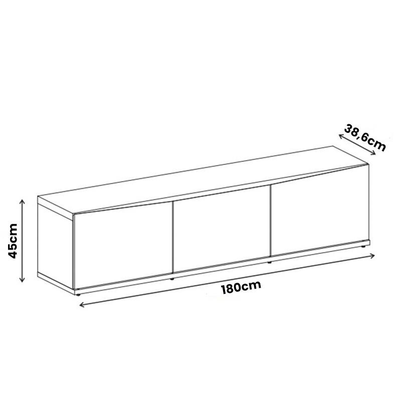 Rack Para Sala Tv Eros 180 Com 2 Portas e 1 Gaveta Off White/Cedro - 4