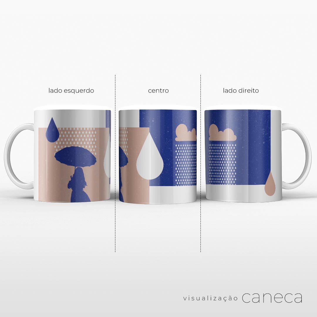 Tarde de chuva - Caneca de qualidade premium É DeCoração Caneca Premium - 325mL - 3