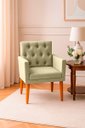 Ver imagem 2 de Poltrona Nina Captone Decorativa Suede Bege para Escritorio, Sala Salão Biselos-Decor