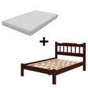 Ver imagem 2 de Cama Casal com Colchão em Madeira Maciça Perola Castanho